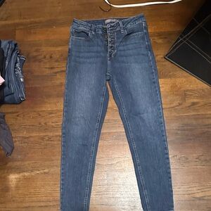 Just USA High-Rise Button-Fly Skinny Jeans in Dark Blue